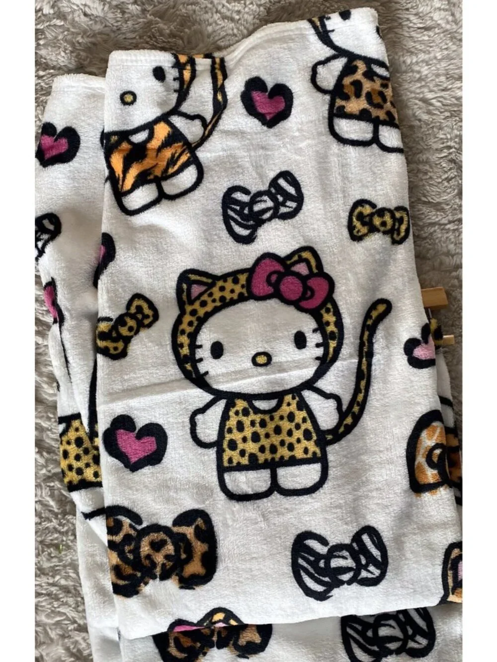 Hello Kitty Animal Print Soft Throw Blanket 50” X 70” Tiger Zebra Cheetah NEW